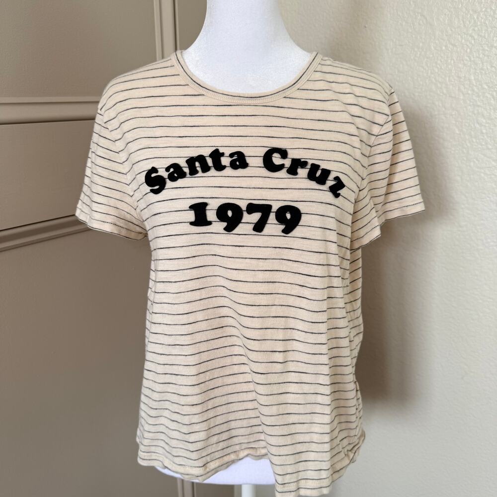 Madewell Santa Cruz 1979 Graphic Striped Tee Cream L 100% Cotton